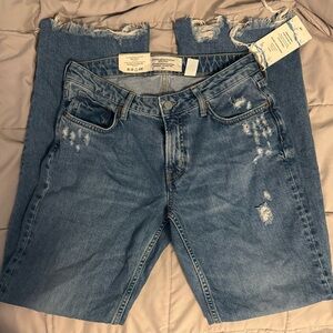 H&M Women's Blue Distressed Flare Jeans
